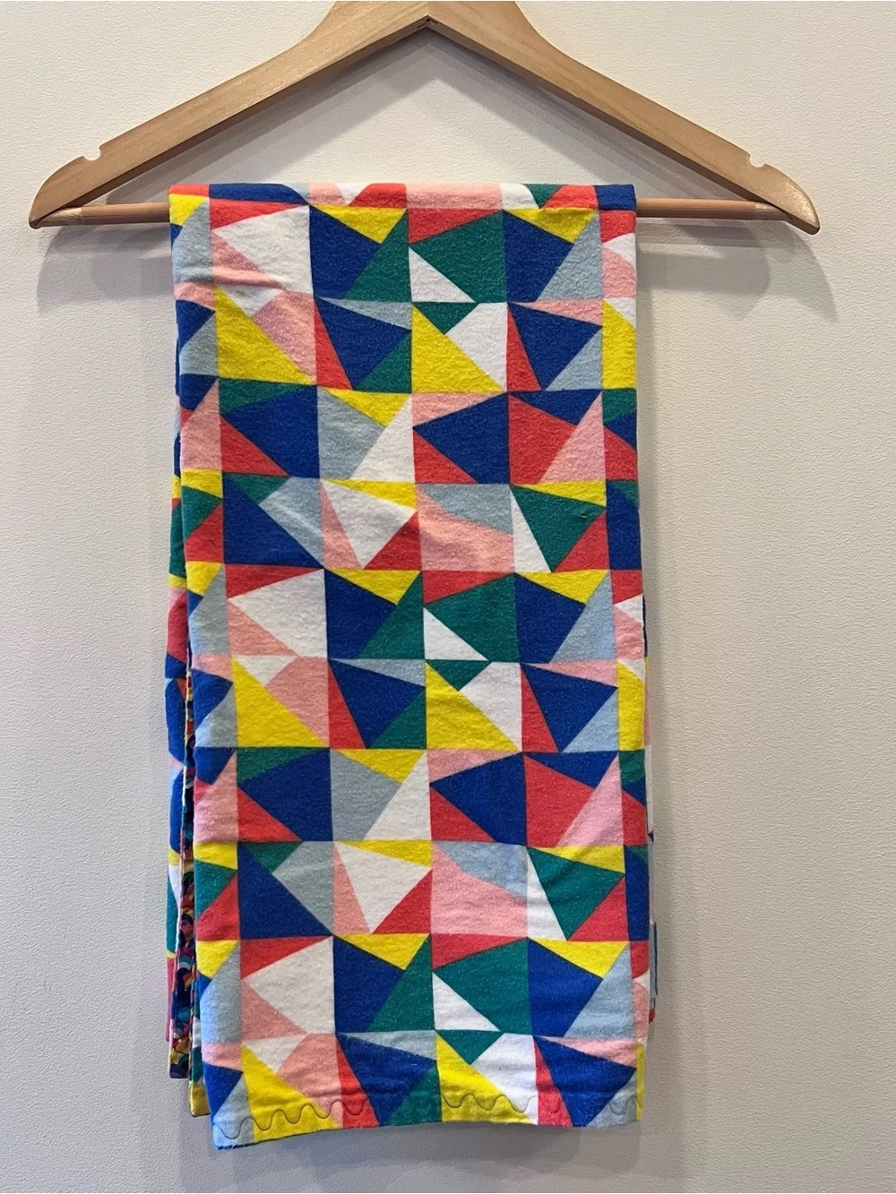 Handmade Cotton  Flannel Throw Quilt Multicolor Geometric Blanket  39x39